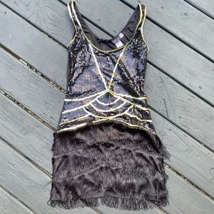 Sequin, tiered fringe FLAPPER DRESS & accessories
